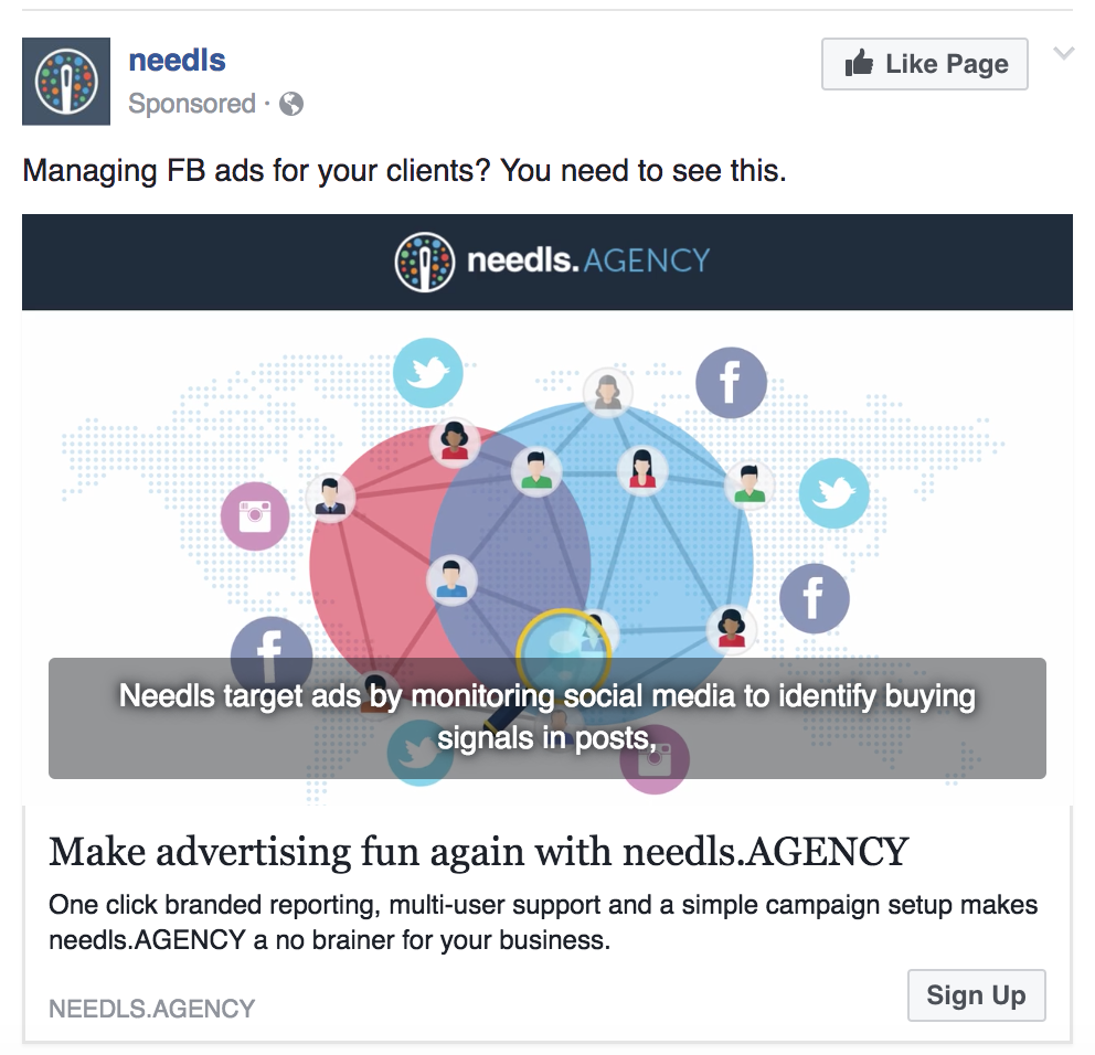 facebook ad example sign up