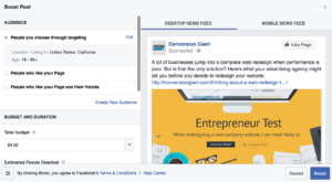 facebook ad example boost post