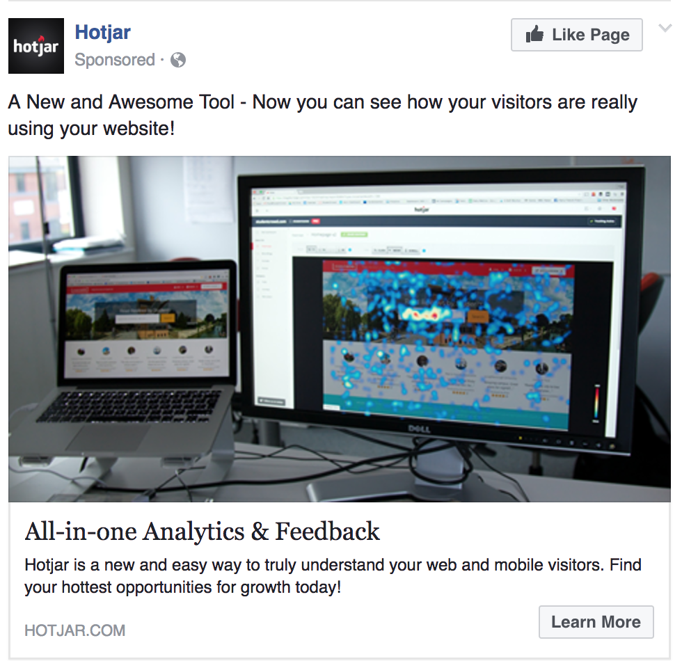 facebook ad example learn more