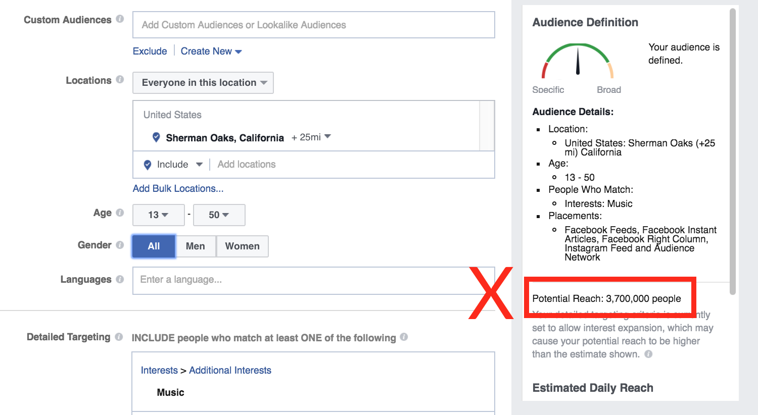 facebook advertising potential reach