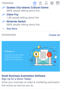 facebook advertising right column