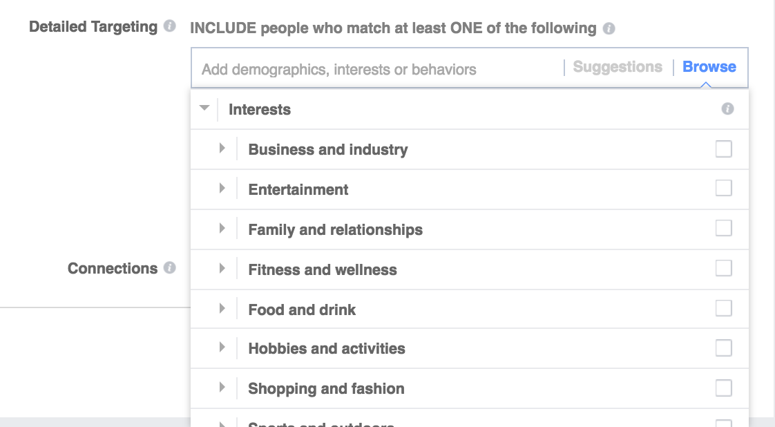 facebook targeting interests